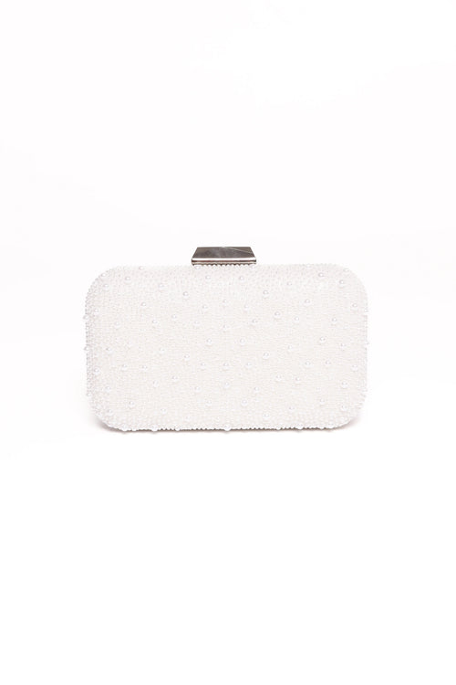 Beaded Faux Pearl Clutch