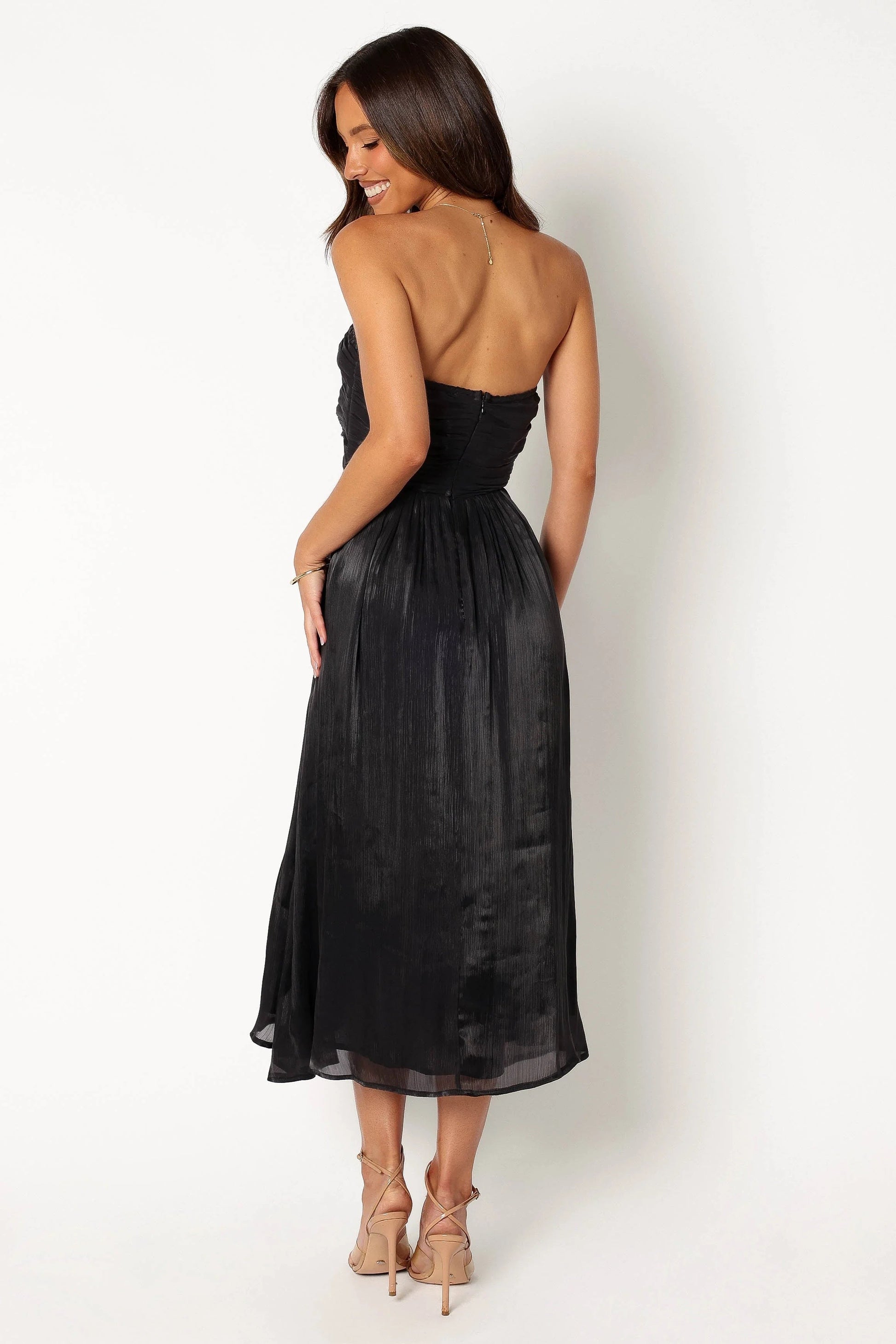 Bow-Front Strapless Midi Dress
