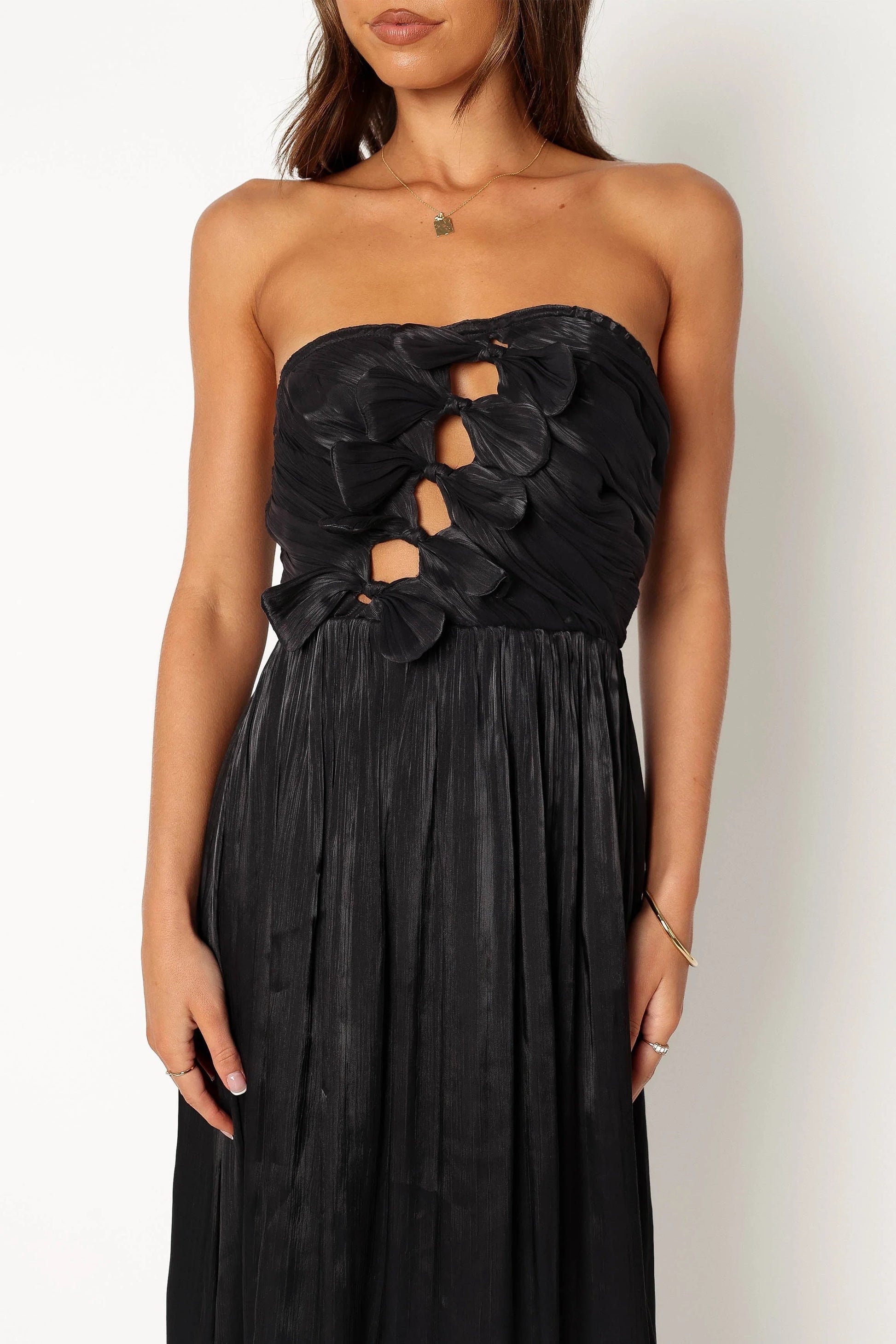 Bow-Front Strapless Midi Dress
