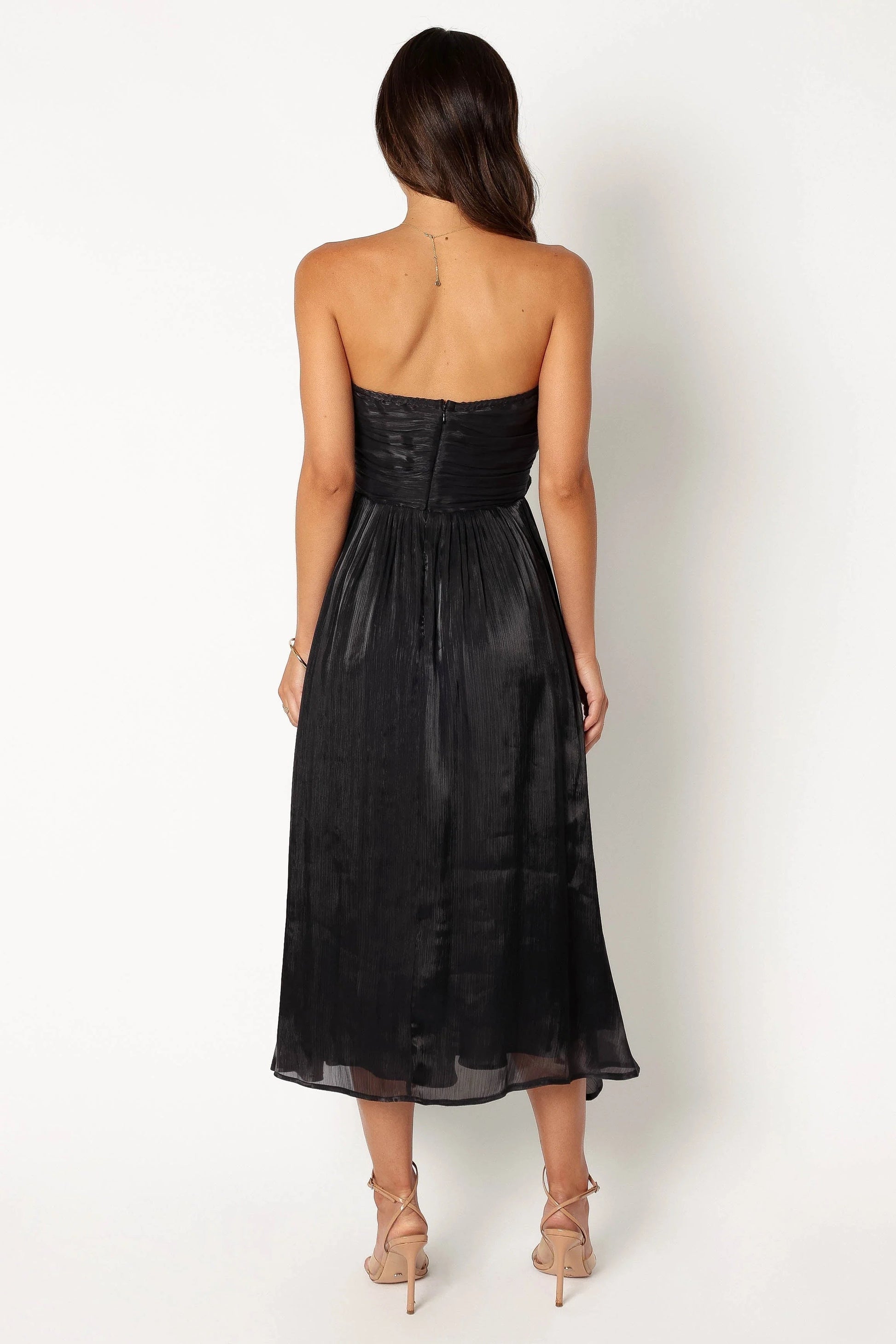 Bow-Front Strapless Midi Dress