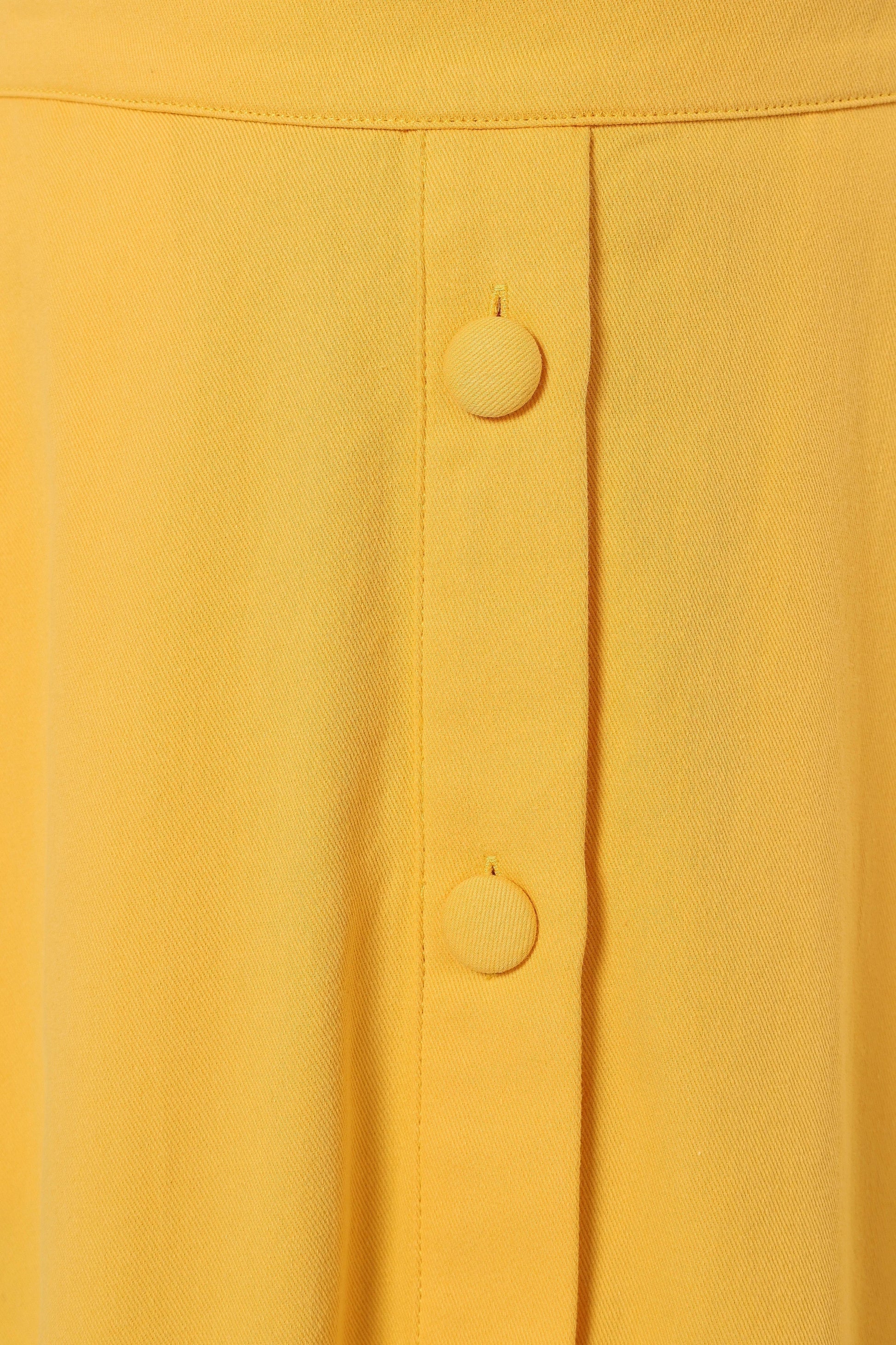 Button-Front A-Line Cotton Midi Skirt