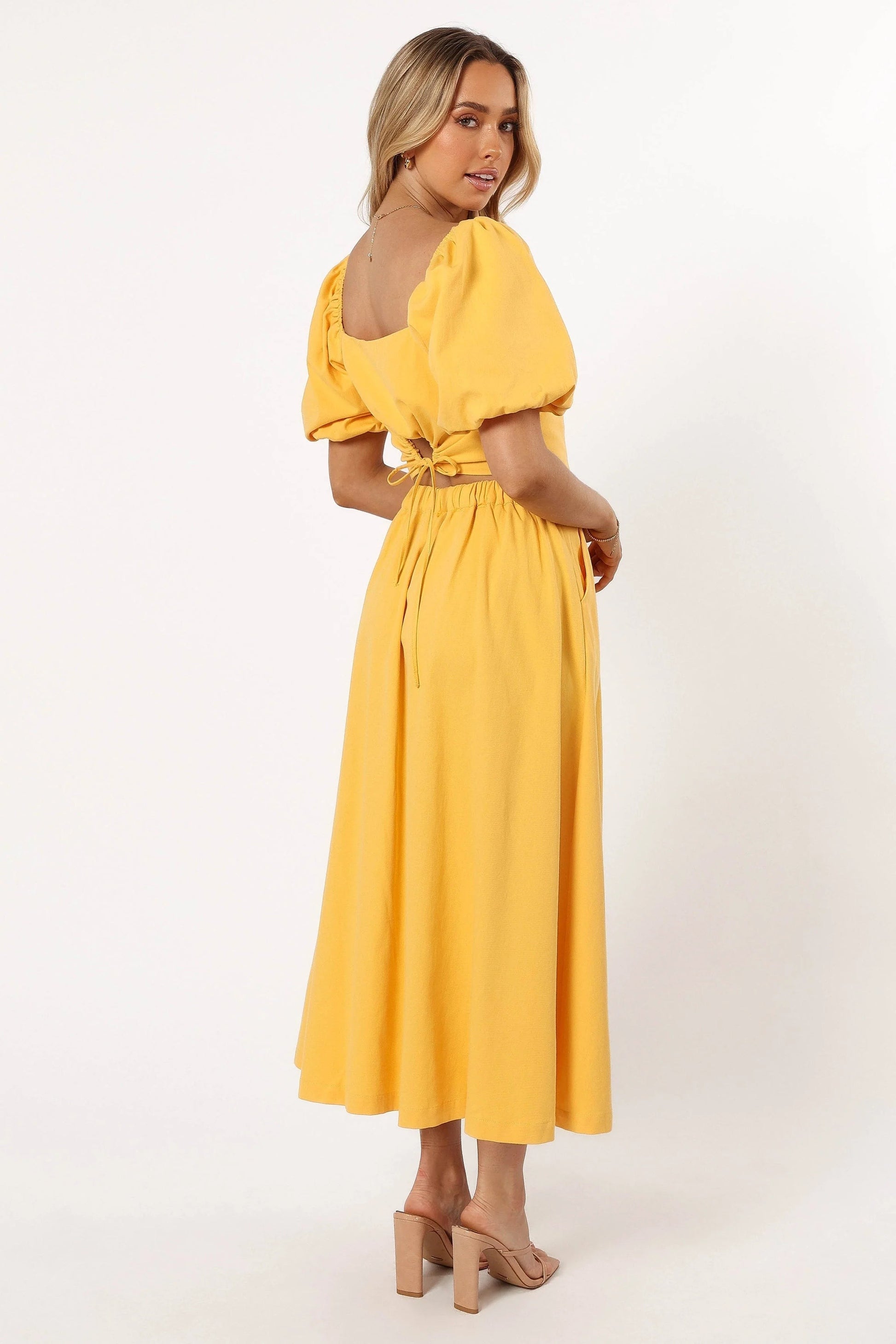 Button-Front A-Line Cotton Midi Skirt
