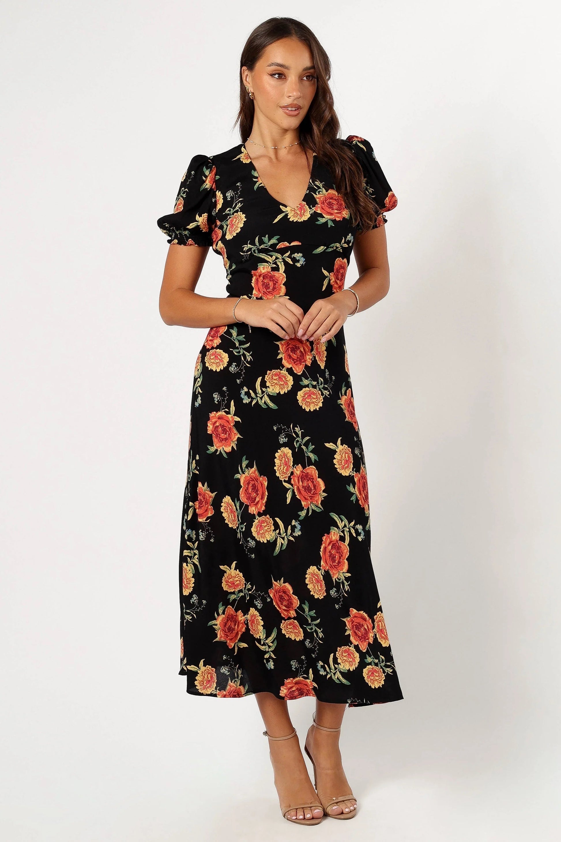 Christine V-Neck Tie-Waist Midi Dress