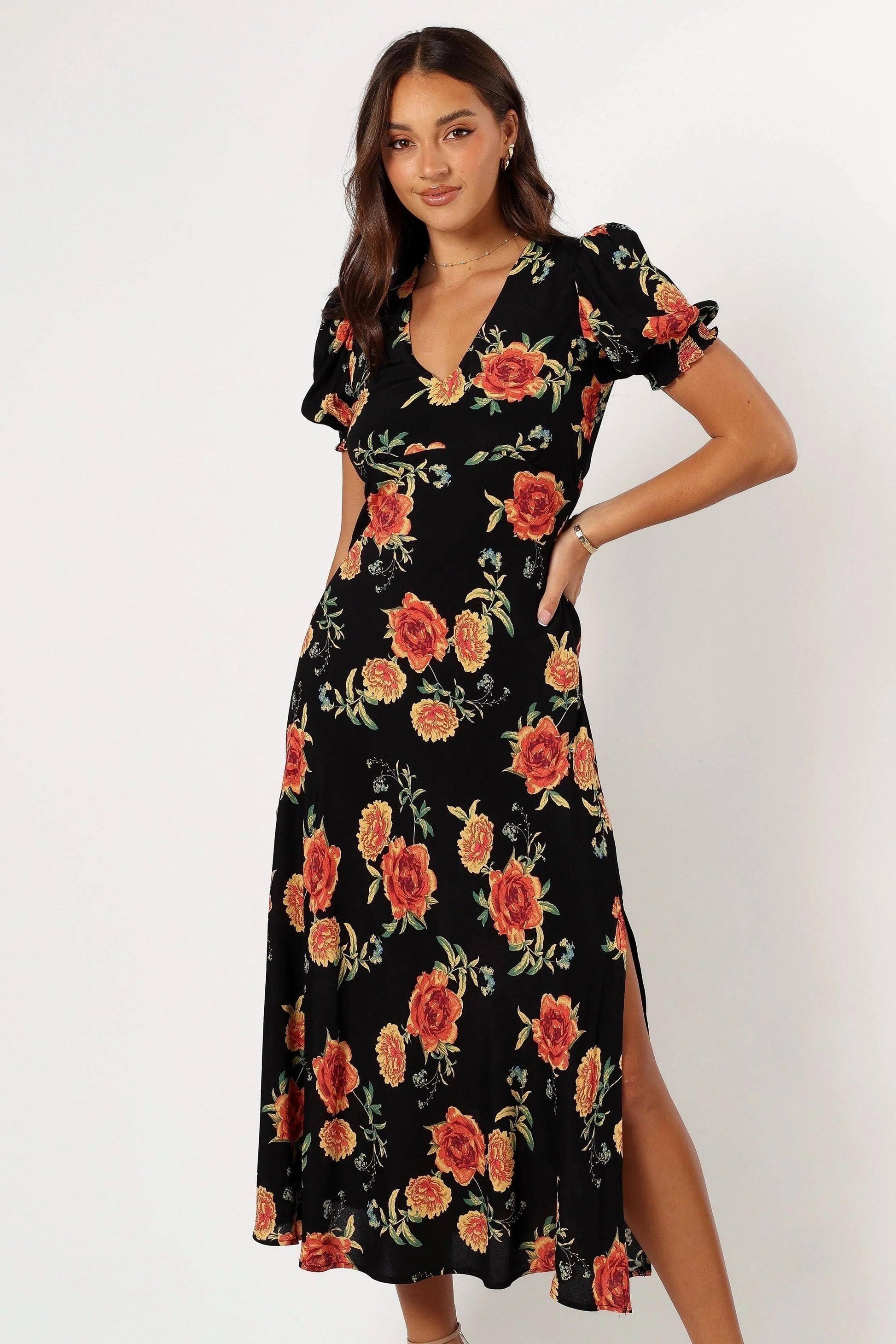 Christine V-Neck Tie-Waist Midi Dress