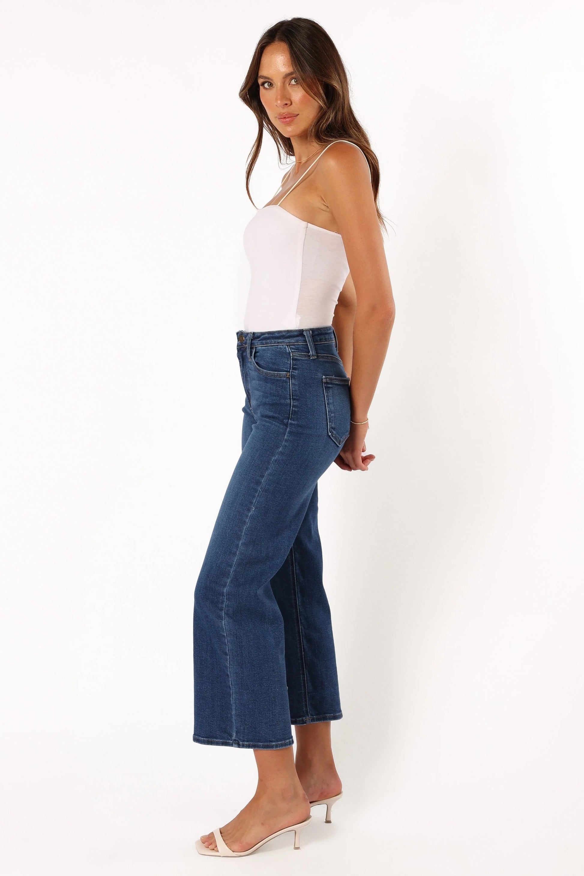Contrast Stitch Wide-Leg Denim Jeans