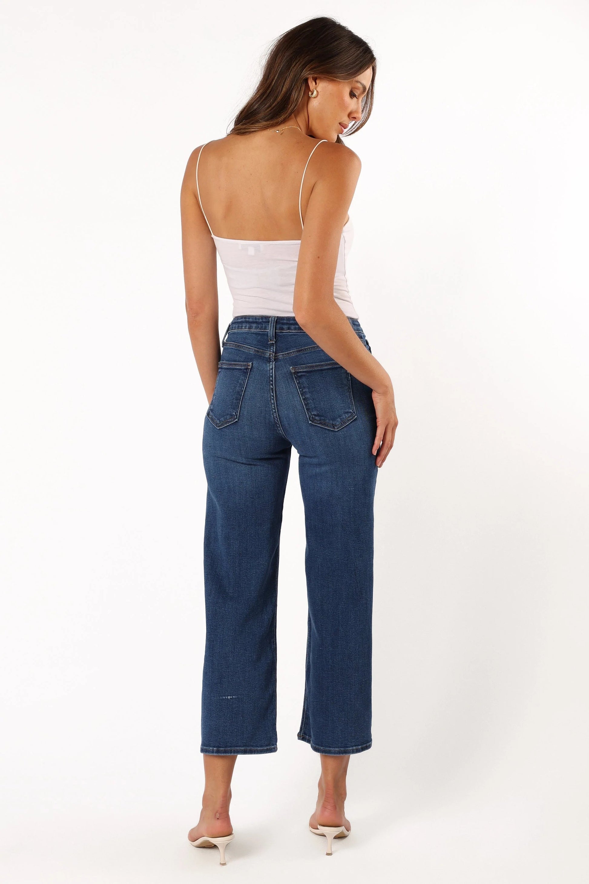 Contrast Stitch Wide-Leg Denim Jeans