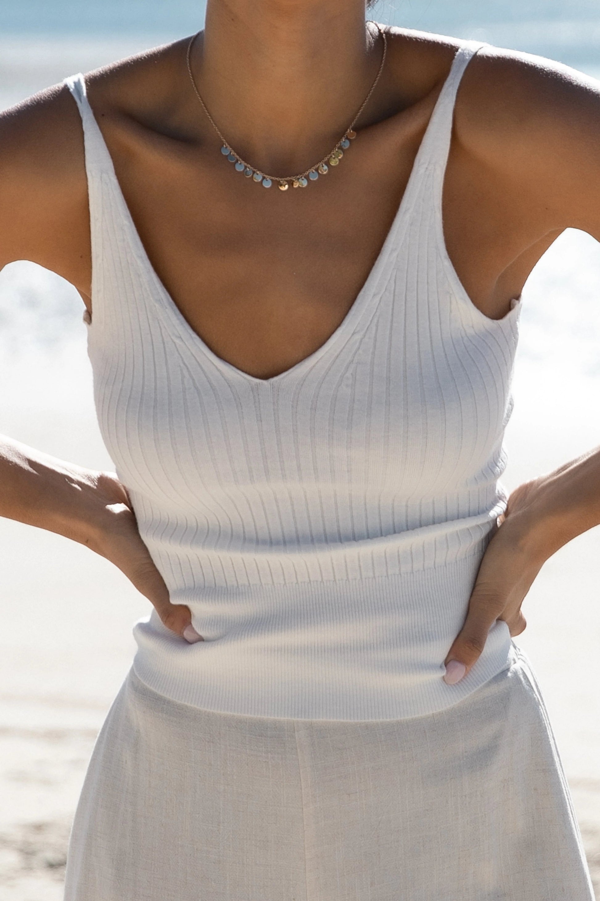 Ribbed V-Neck Knit Tank
