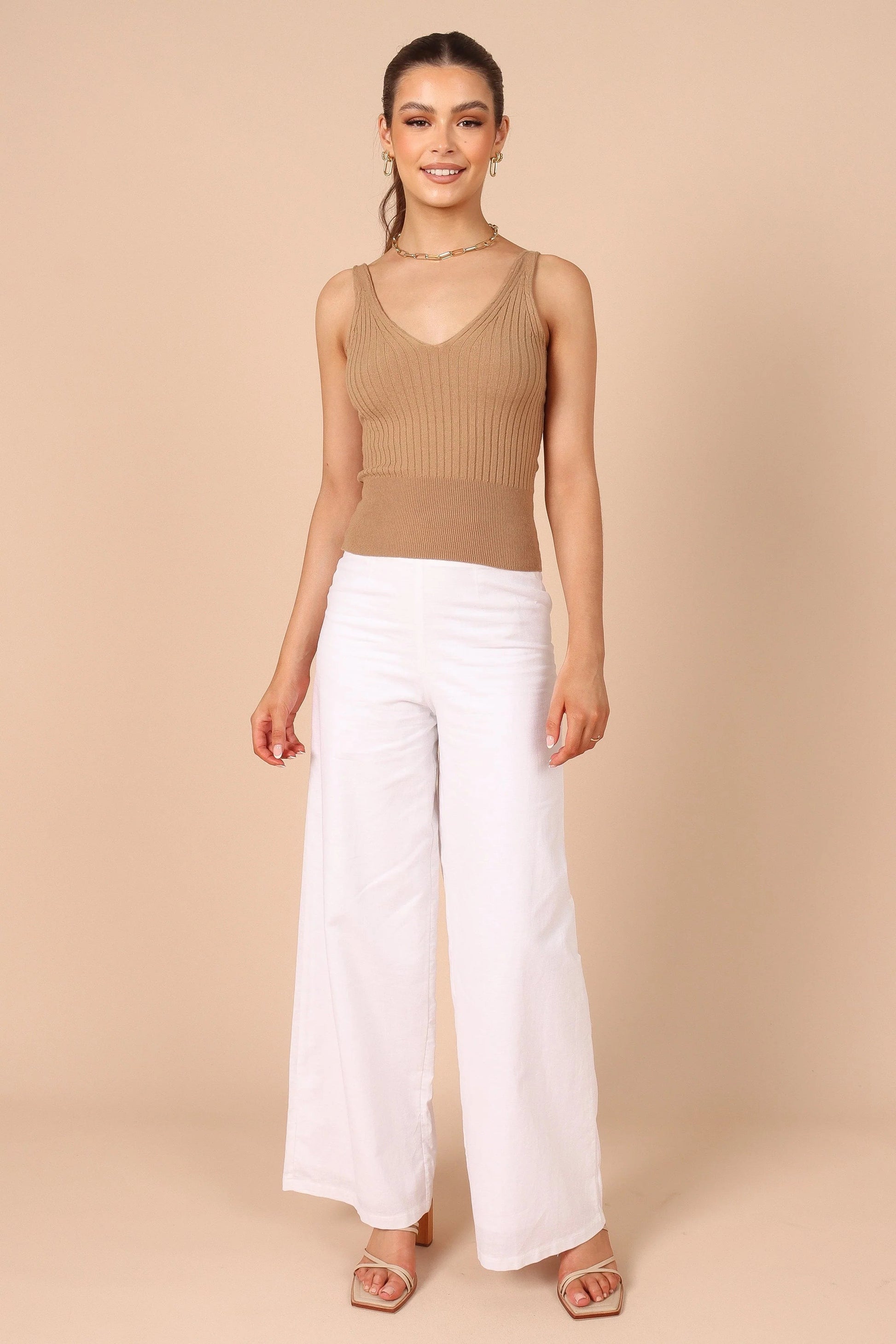 Ribbed V-Neck Knit Tank