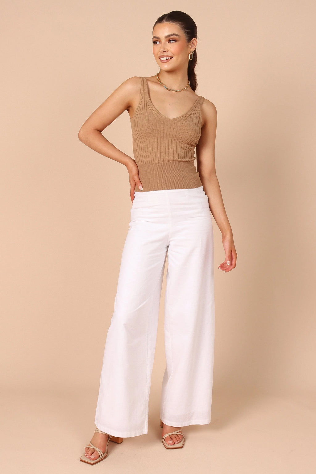 Ribbed V-Neck Knit Tank