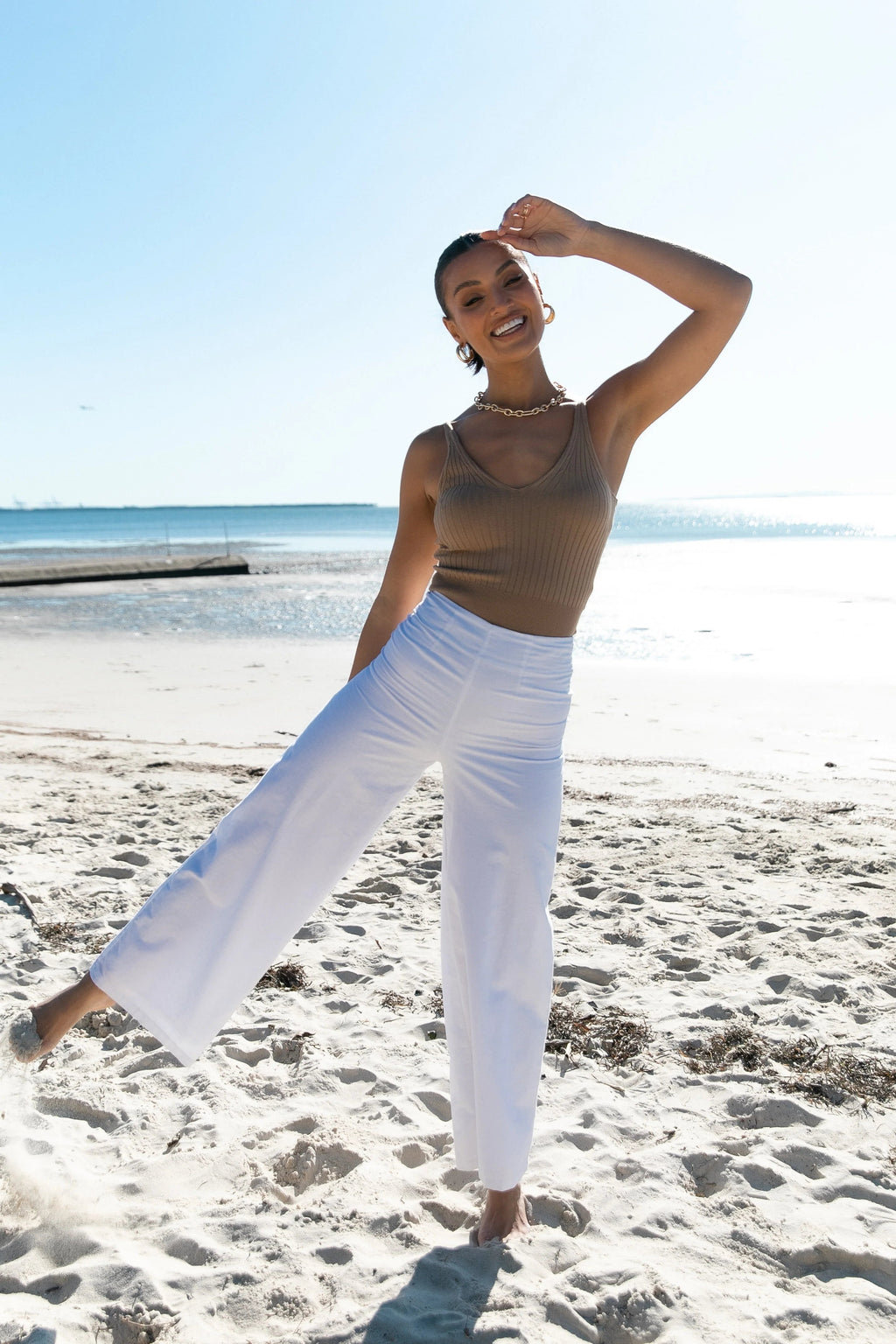 Ribbed V-Neck Knit Tank