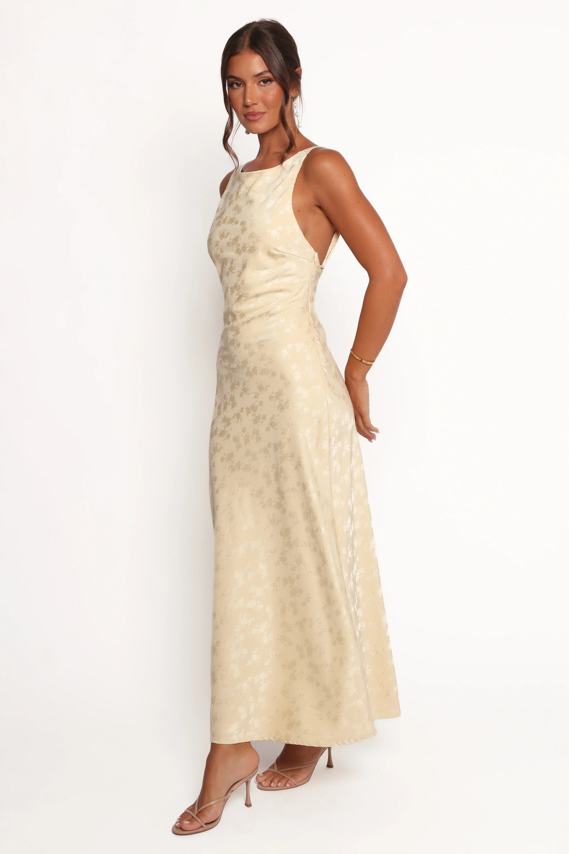 Sunlit Floral Halter Maxi Dress