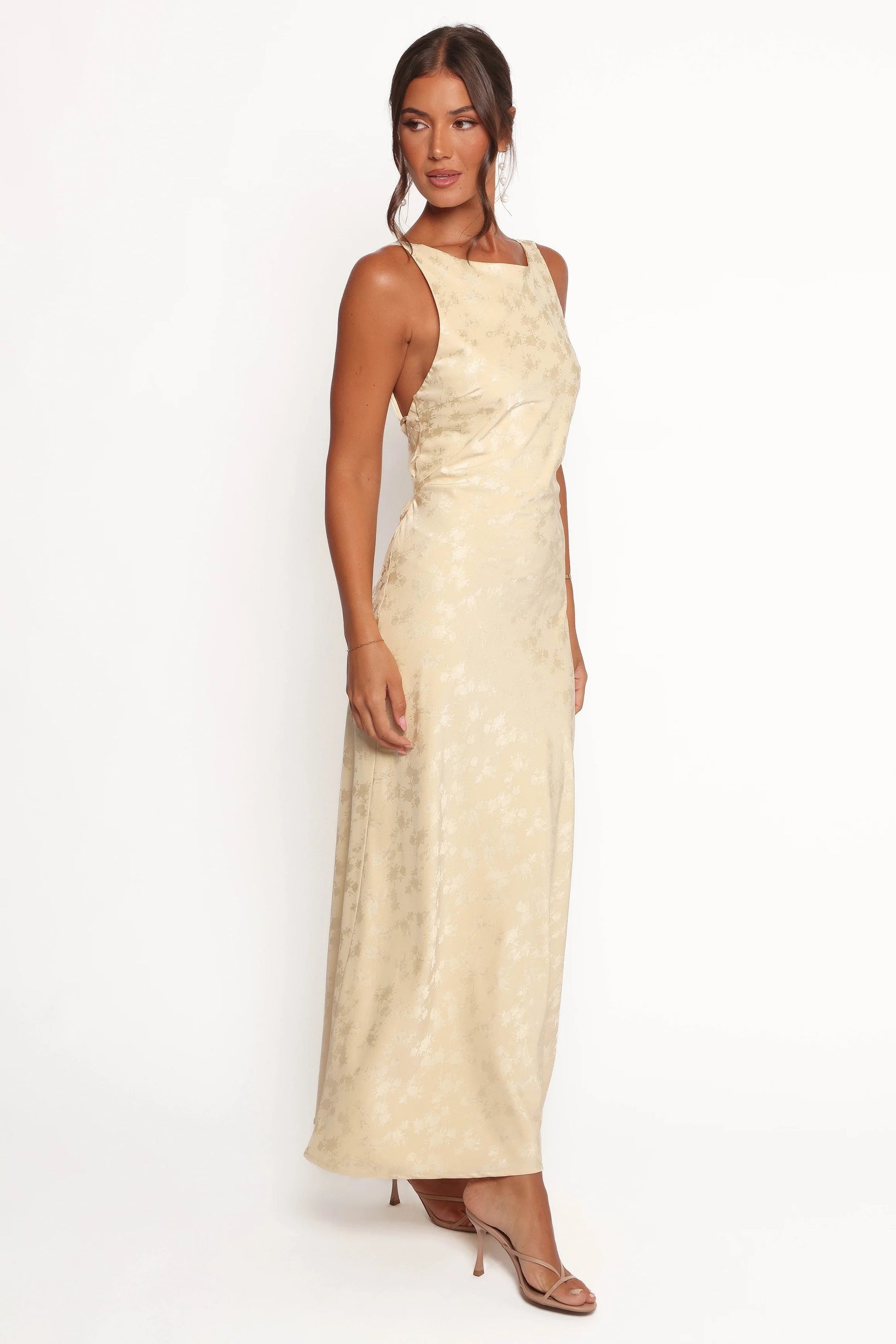 Sunlit Floral Halter Maxi Dress