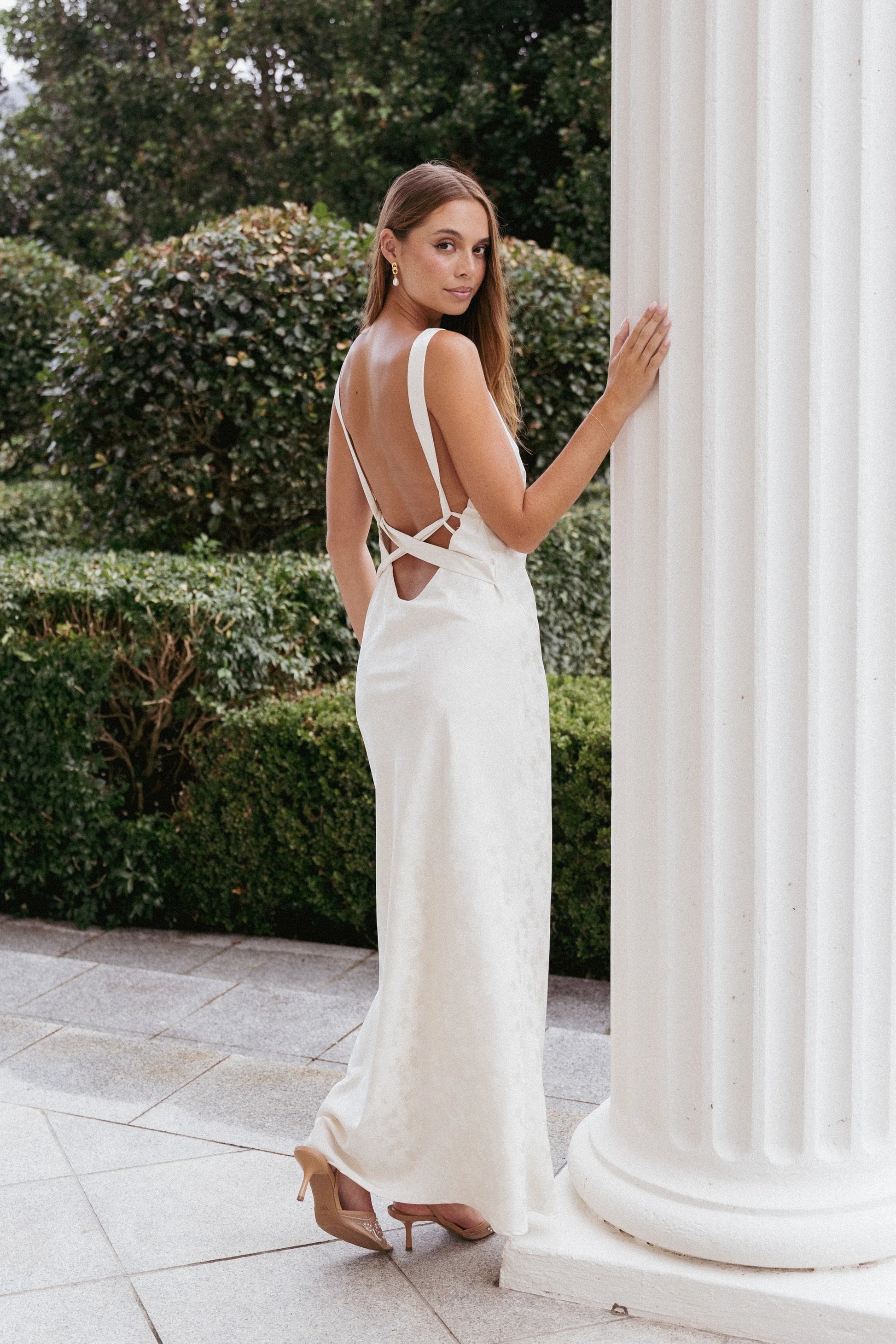 Sunlit Floral Halter Maxi Dress