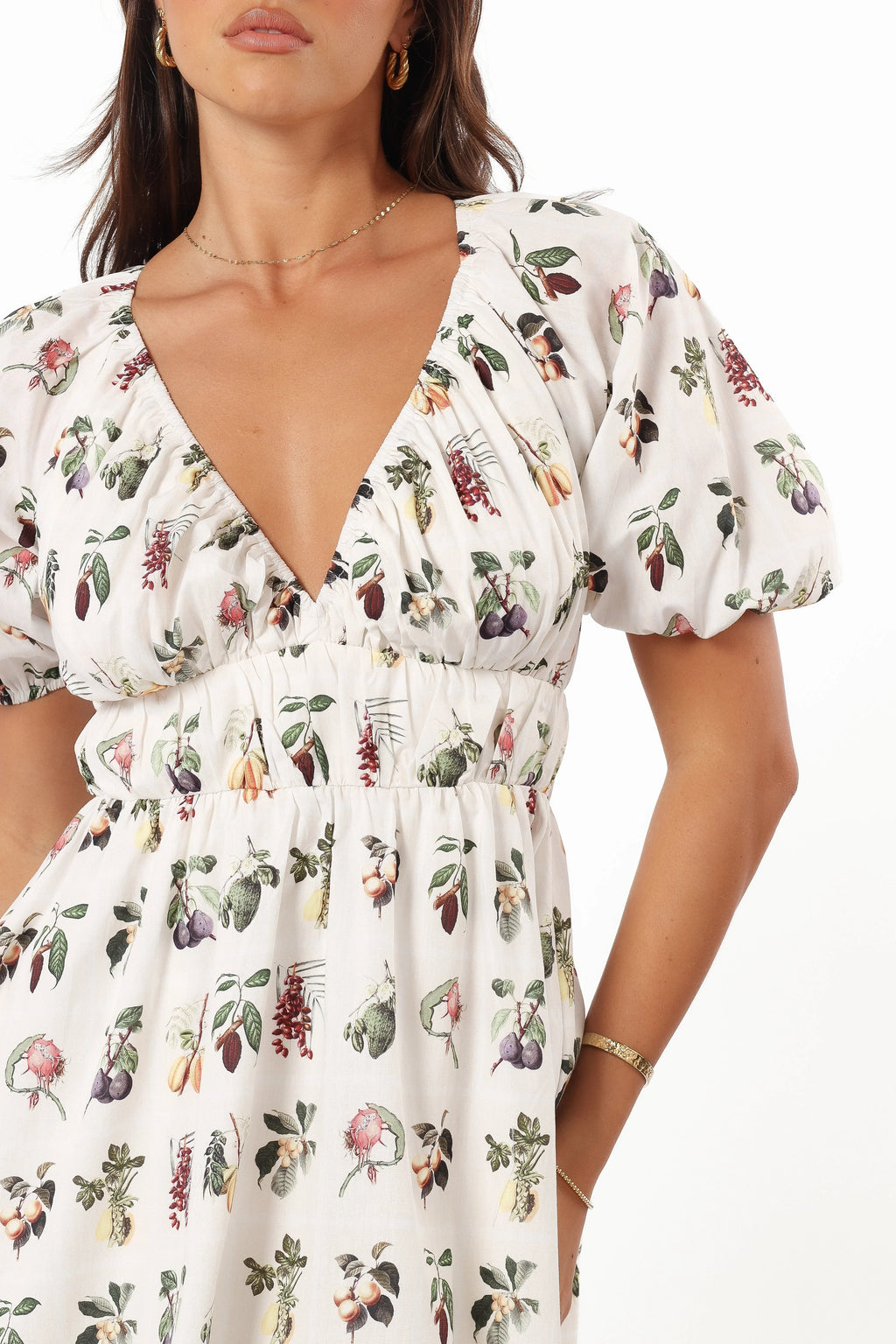 V-Neck Floral-Print Mini Dress