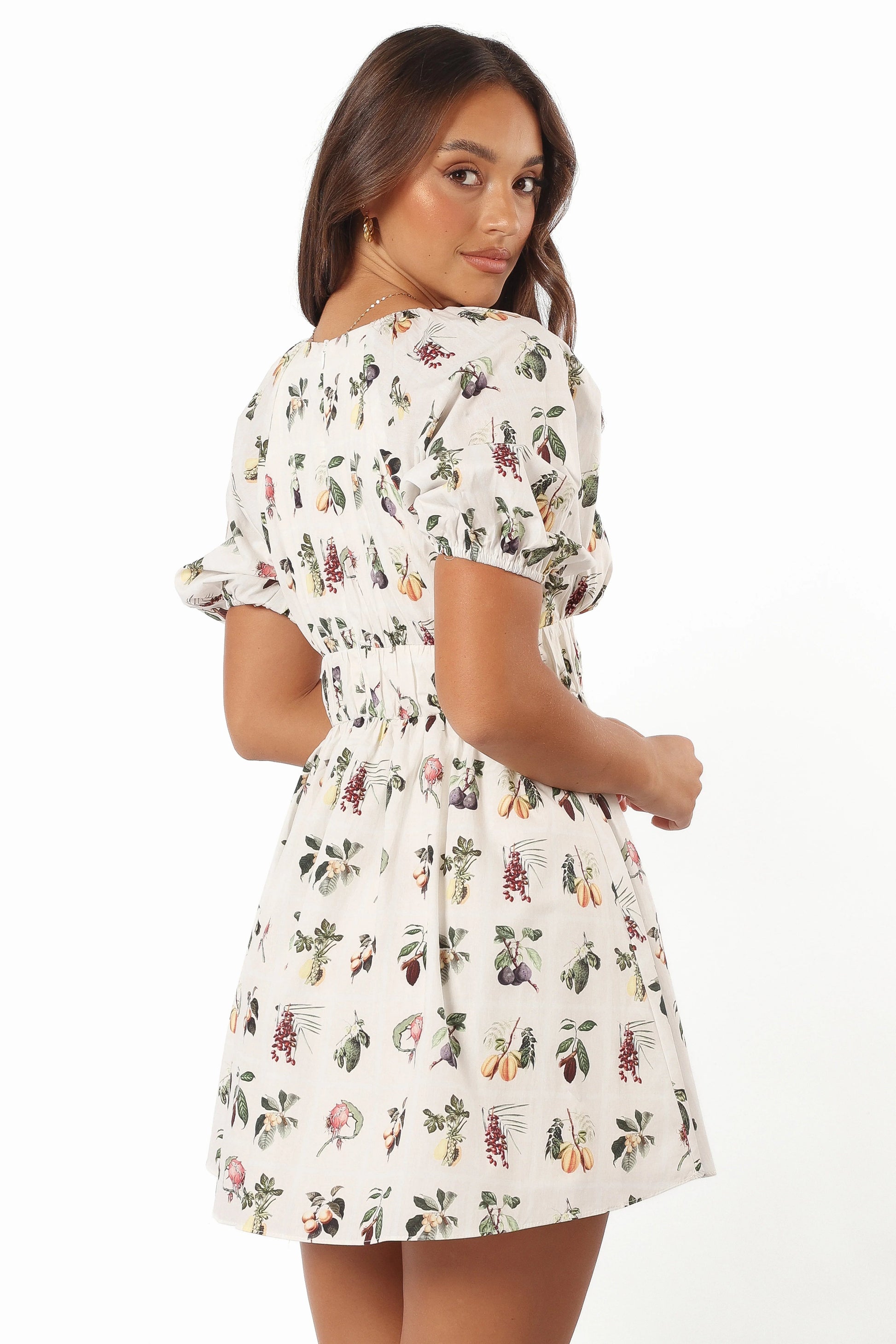 V-Neck Floral-Print Mini Dress
